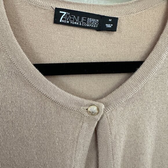 7th Avenue Design Studio Cardigan; Cream/Tan Color - Picture 3 of 5